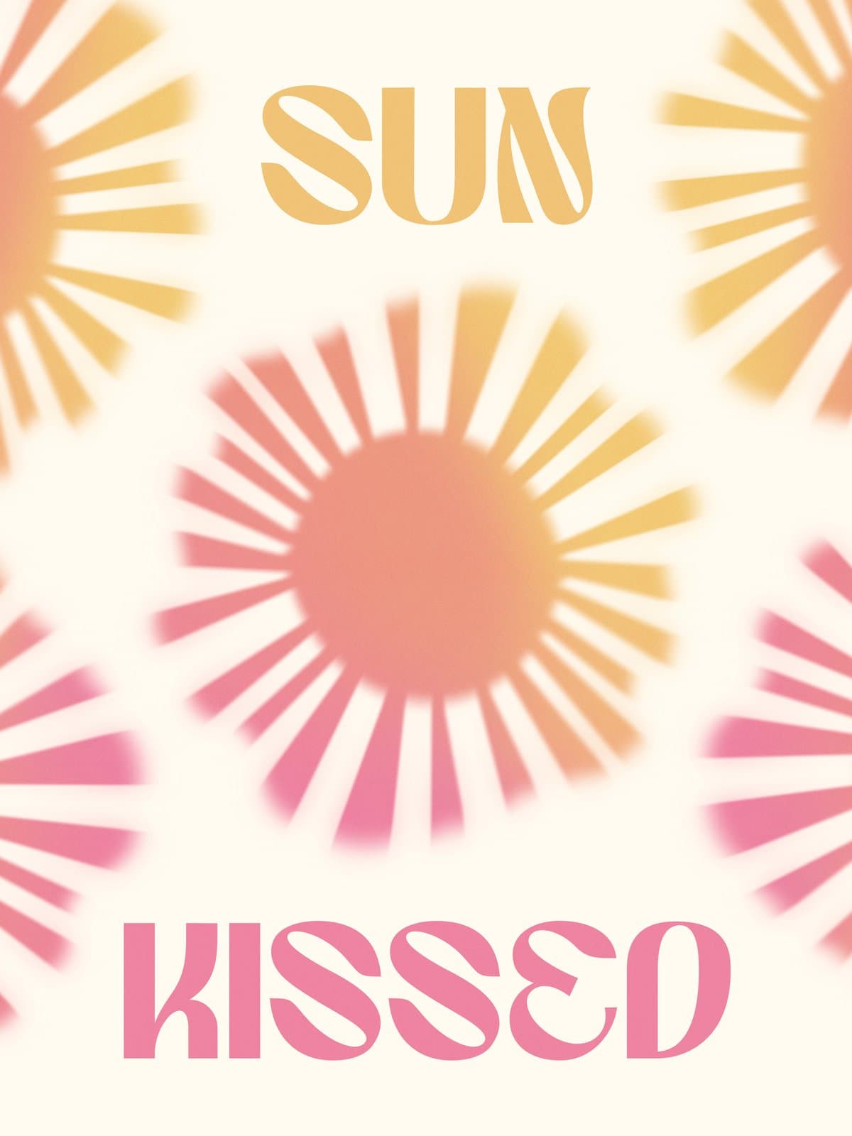 Tekstposter met zonmotief en tekst Sun Kissed