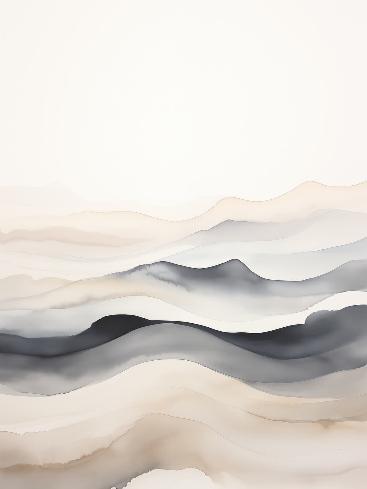 Abstract berglandschap met transparante richels in zand- en grijstinten.